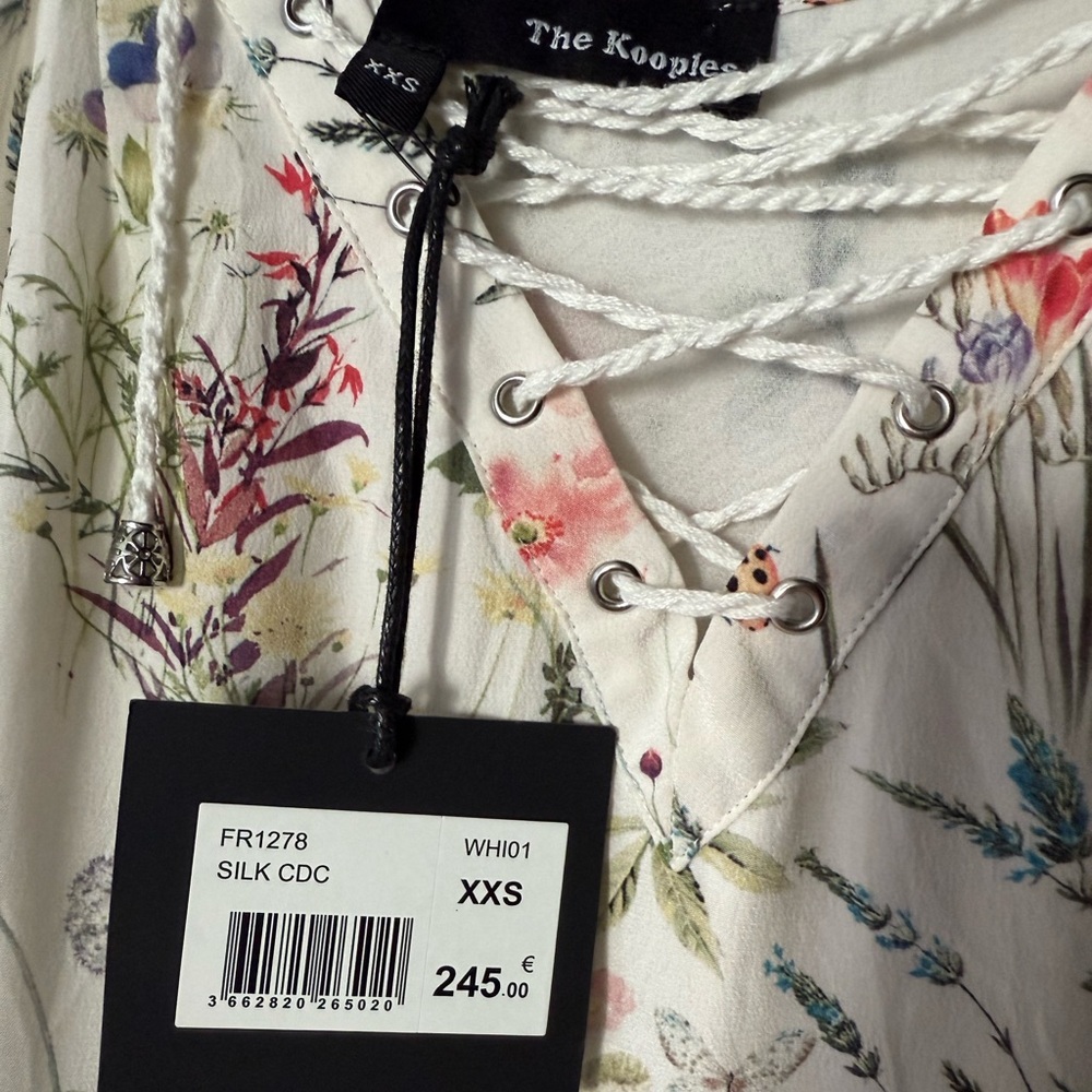 NWT THE KOOPLES 100% Silk Dress Floral Print with Butterflies